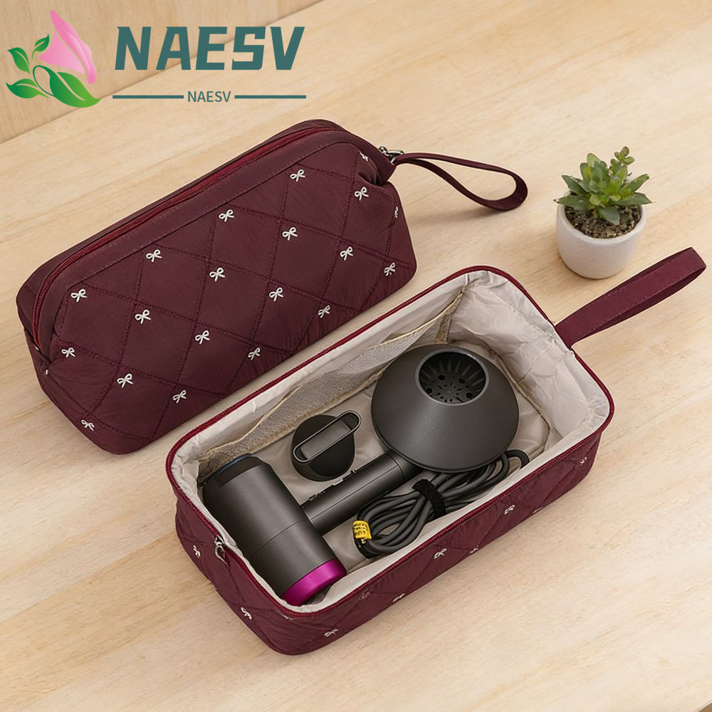 NAESV กระเป๋าเก็บเครื่องเป่าผม, กระเป๋าเก็บกระเป๋าเดินทางความจุขนาดใหญ่กันฝุ่น, ออแกไนเซอร์ป้องกัน Bowknot ทนทาน Make Up Bag Organization