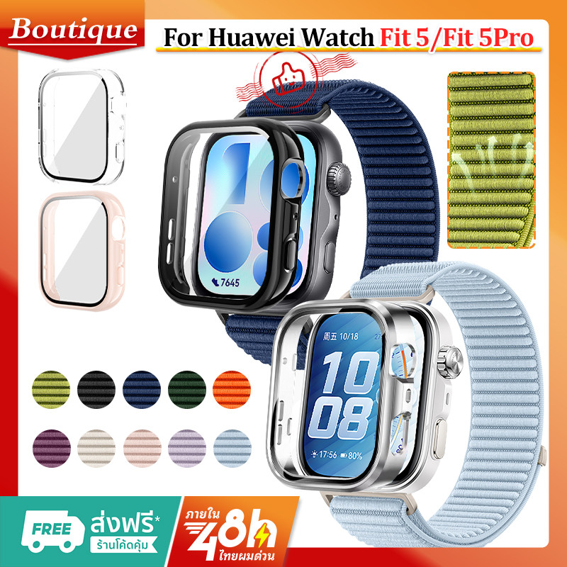 【เคส+สาย】สายไนล่อน Huawei Watch Fit 5 / Fit 5 Pro สายนาฬิการะบายอากาศ Huawei Watch Fit 5 Pro อุปกรณ์เสริมนาฬิกาสมาร์ท