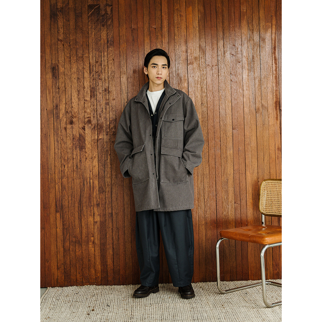 FONCTION REMAKE M-51 Retro Heavy Rough หนาโบราณผ้า Stiff ทหารยาว Windbreaker Jacket