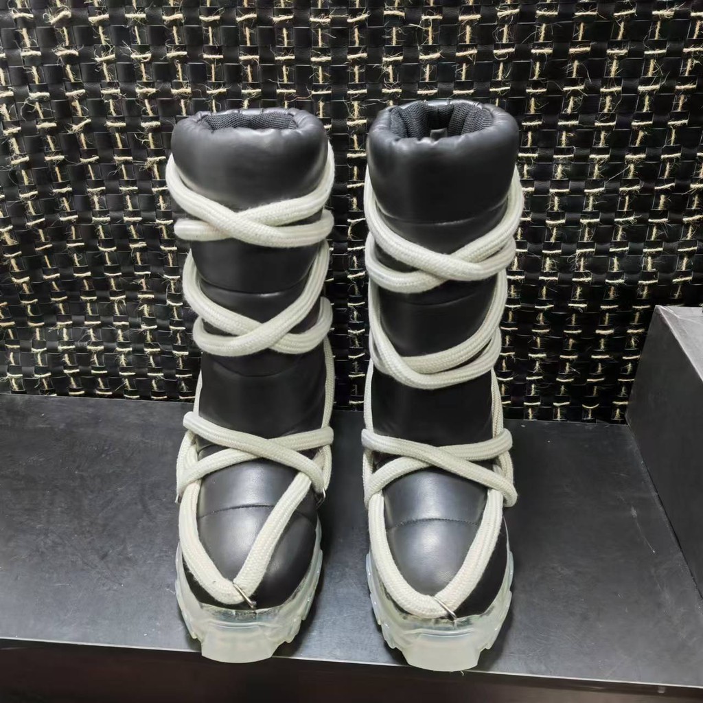 Rick Owens Crazy Laced-Up Crystal Sole Snow Boots ผู้ชาย