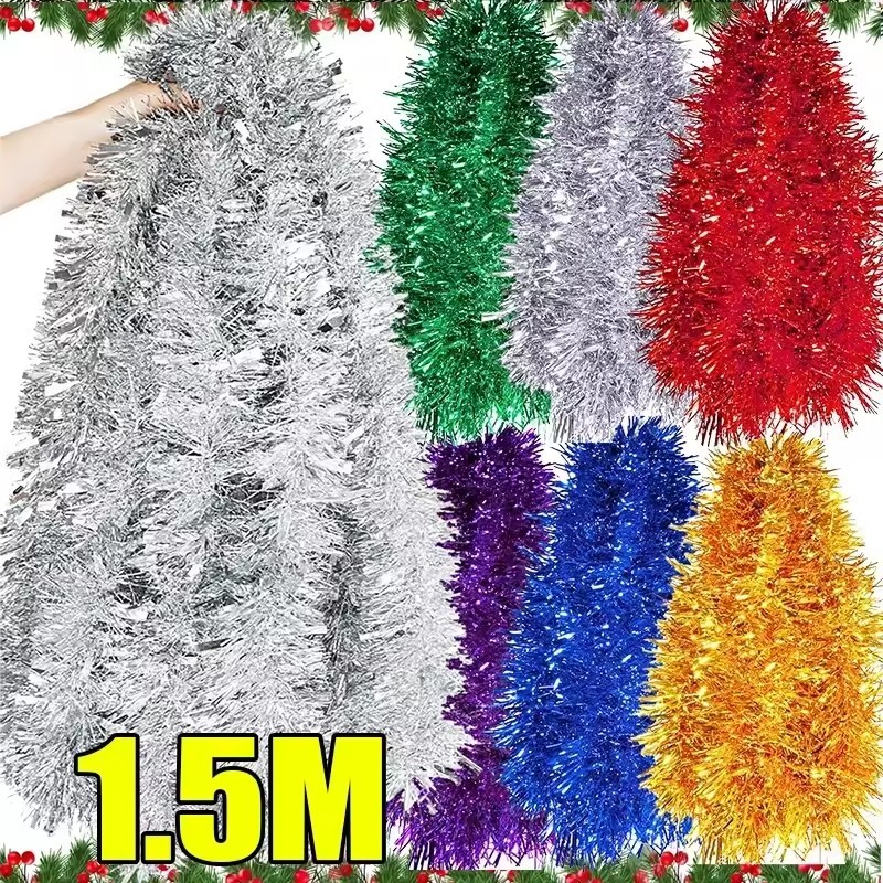 1.5/2 เมตรที่มีสีสัน Cane คริสต์มาสริบบิ้น Garland/ฟอยล์