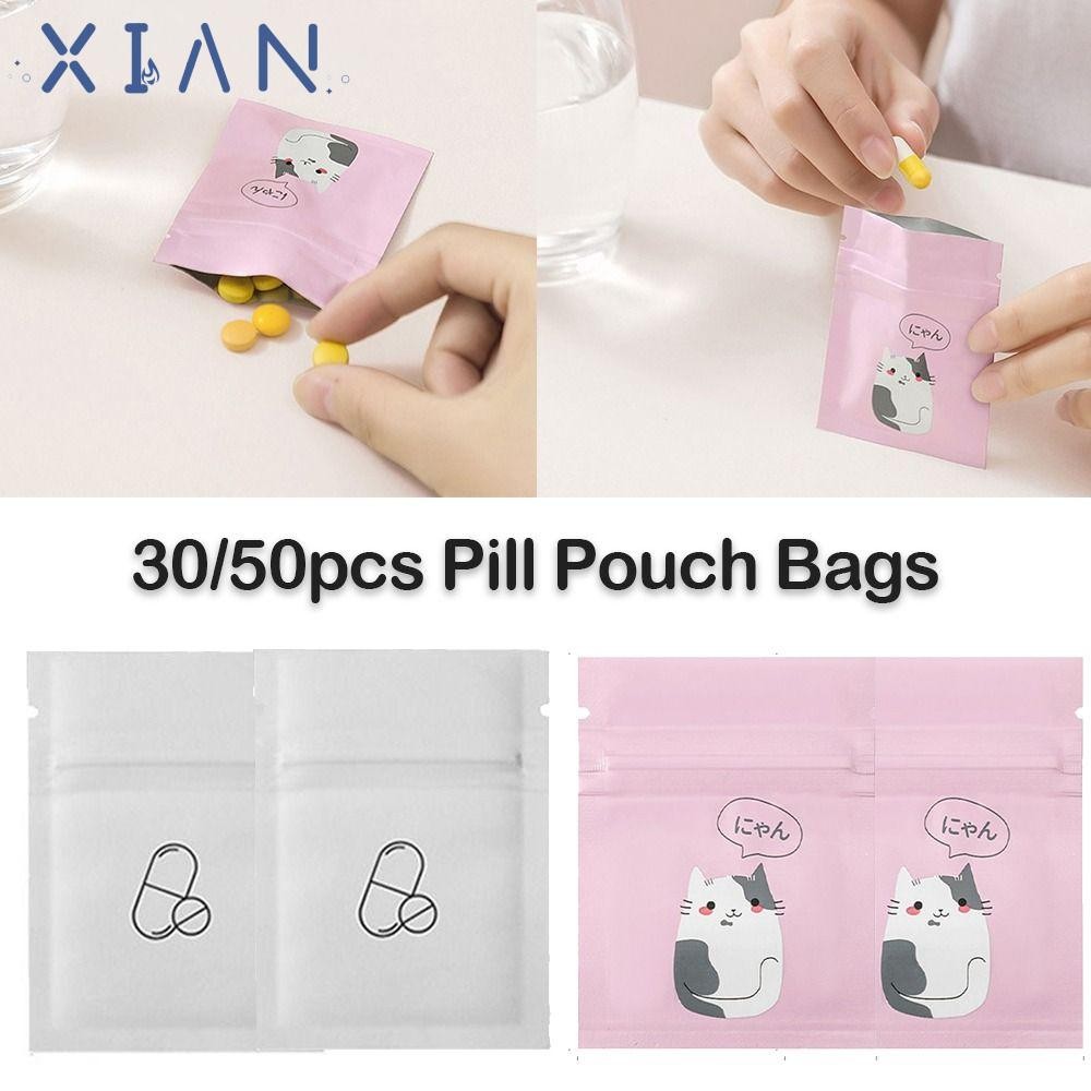 XIANEN 30/50 ชิ้นถุงยาแบบใช้ซ้ําได้,กันฝุ่นดึงออกซิปถุงยา,ท่องเที่ยวยาOrganizer Moisture-proof Self Sealingยาคอนเทนเนอร์