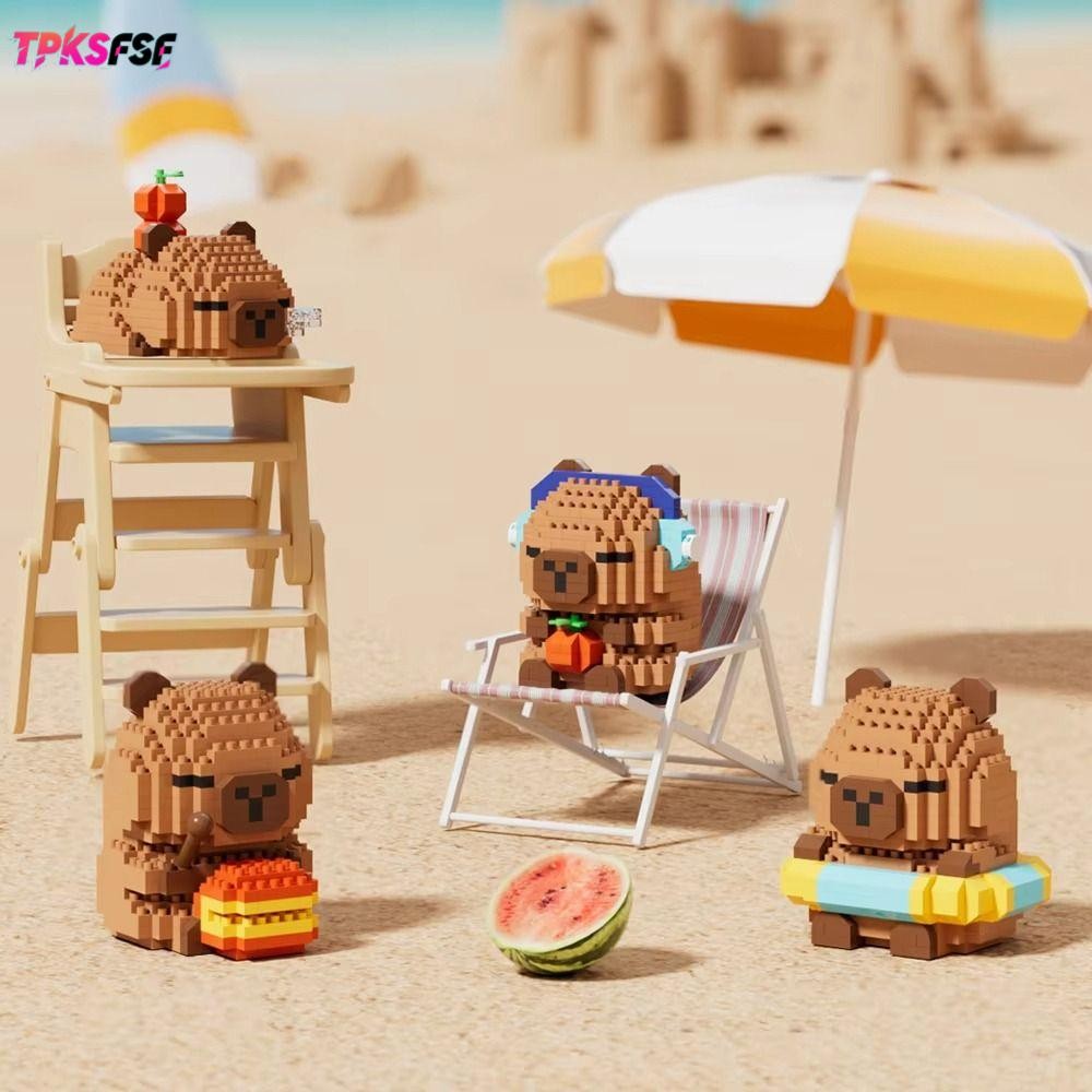 บล็อกตัวต่ออนุภาคขนาดเล็ก TPKSF Capybara, บล็อกตัวต่อการ์ตูน Capybara, ของเล่นตุ๊กตา Capybara น่ารักสําหรับเด็กของขวัญวันเกิด