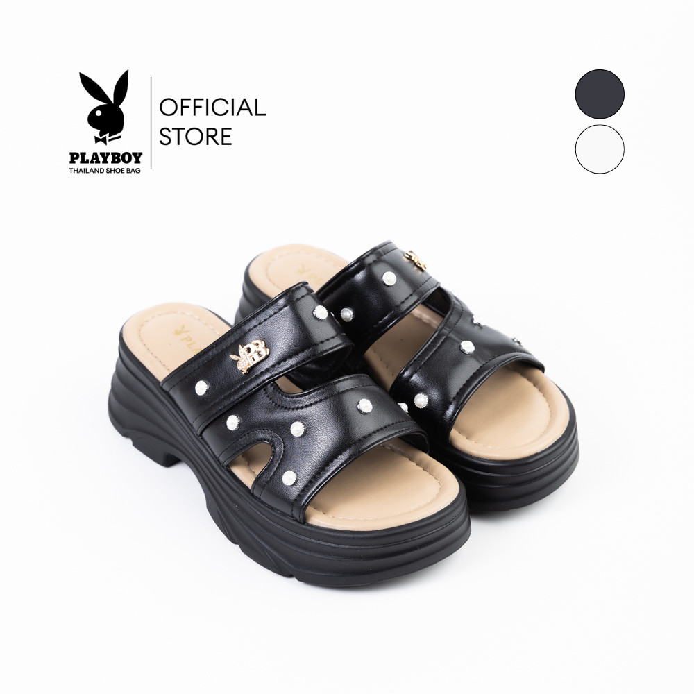 PLAYBOY รุ่น Platform Sandals รองเท้าแตะแพลตฟอร์ม รหัส ST-HS253C134 ดีไซน์แบบสวม แต่งมุก มี 2 สี