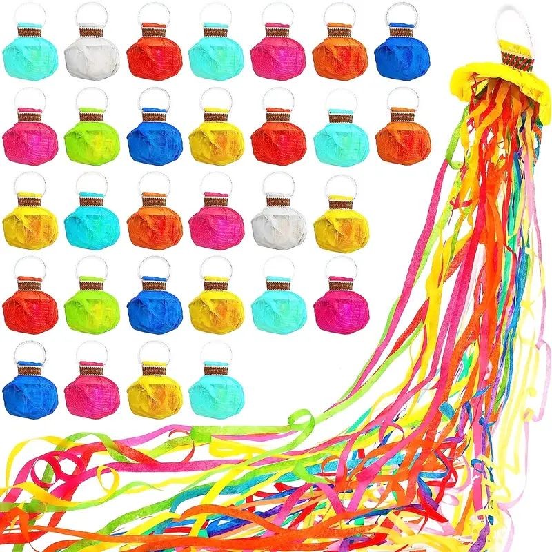 10แพ็คไม่มีMess StreamersสีผสมมือโยนStreamers Poppersไม่มีMess Confetti Poppersสําหรับงานแต่งงานงานเ