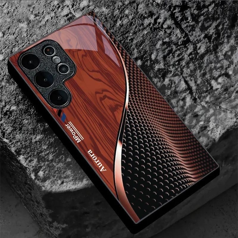 ตาข่าย Curve Texture (2) ออกแบบเคสโทรศัพท์สําหรับ Samsung Galaxy S20 S21 S22 S23 S24 S25 Ultra Plus S23FE S24FE A53 A54 A55 A34 A33 หรูหรากระจกนิรภัย