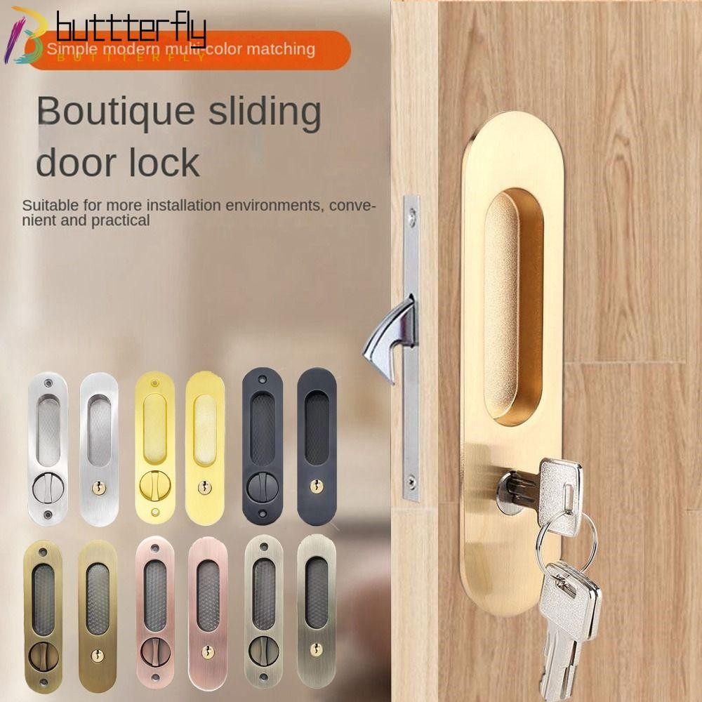 BUTTTERFLY ล็อคประตูบานเลื่อน, ล็อคดึงประตู Hidde ประตู, ฮาร์ดแวร์เฟอร์นิเจอร์กันขโมย Hidde มือจับล็อคประตูบานเลื่อน