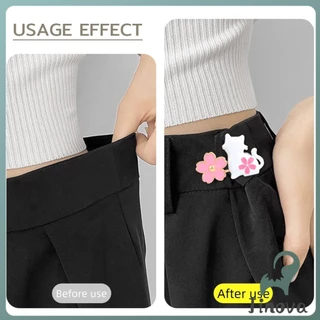 Jnv ตะขอปรับเอวกางเกง กระโปรง หัวเข็ม ลายดอกไม้/แมว/กระต่ายน่ารัก 1 ชิ้น Waist buckle