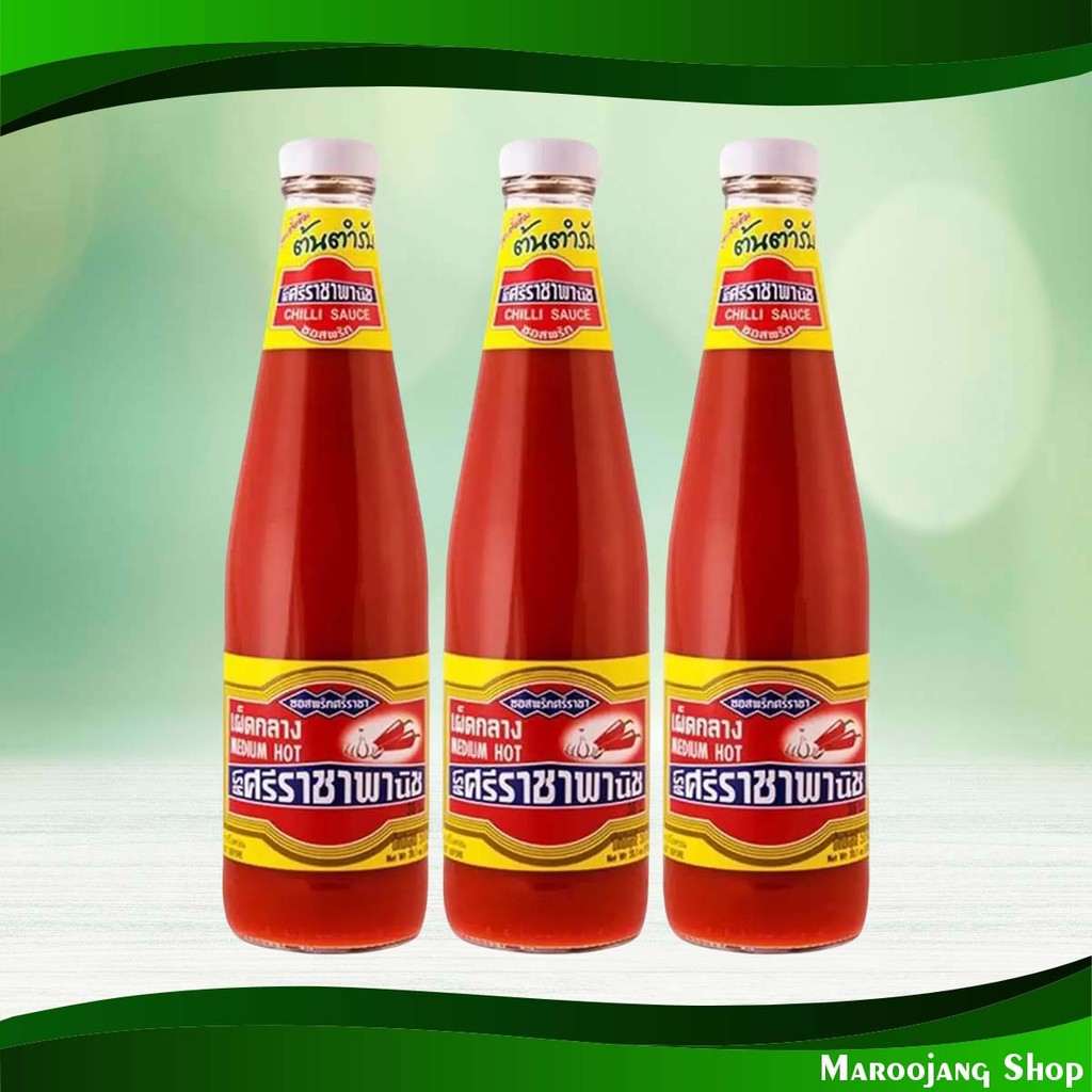 ซอสพริกเผ็ดกลาง ศรีราชาพานิช 570 กรัม (3ขวด) Medium Hot Chili Sauce Sriracha Panich