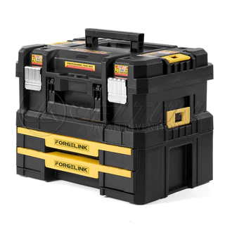 DELTON กล่องเครื่องมือช่าง Combo Kit พร้อมลิ้นชัก 2 ชั้น FORGELINK รุ่น FLX-1559-1322 กันกระแทก วางซ้อนล็อคต่อกันได้