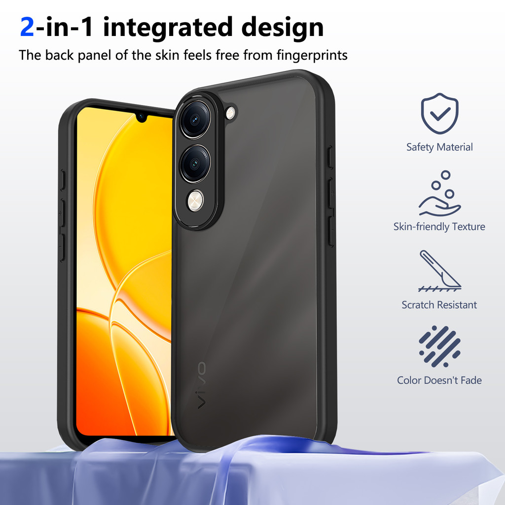 ปลอกสําหรับ Vivo Y04 Y04S Y29S Y29T VivoY04 VivoY29t 5G Matte สีดําอะคริลิคเคสโทรศัพท์กันกระแทกป้องก