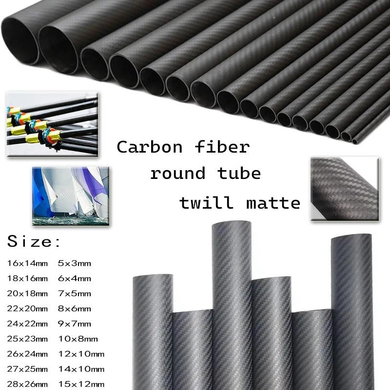 3K Twill Matte Carbon Fiber Tubes – High-Strength, 200/500mm Length, OD 5-28mm for Plant & Aircraft Protection