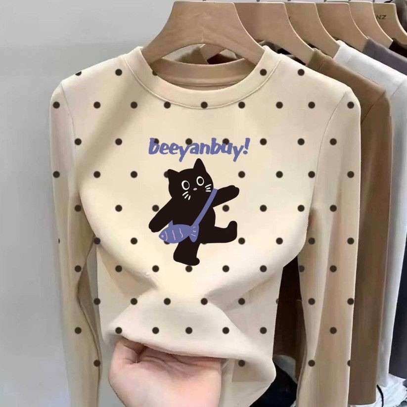 ฤดูใบไม้ร่วงฤดูหนาวสาวเยอรมันกํามะหยี่ท็อปส์เด็กเสื้อผ้าเด็กกลางเด็กใหญ่ท็อปส์แฟชั่นลายจุดแขนยาวเสื้อยืดเสื้อคอกลม - รูปที่ 4