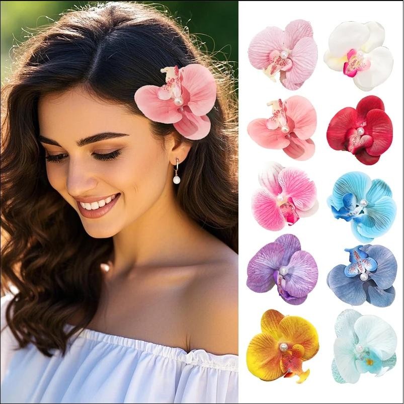 5PIECES/PACK ใหม่จำลองโบว์แลนด์ผมดอกไม้น่ารักสำหรับสาวน้อยวันหยุดถ่ายภาพด้านข้างตก แต่งผม