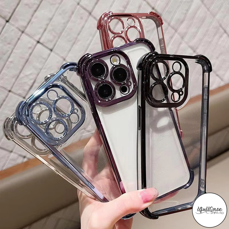 เคสไอโฟน 16 15 สำหรับ IPhone 11 14 16 13 12 Pro Max 16 15 8 7 Plus XR X XS Max เคสนิ่มกันกระแทกหรูหราแบบชุบทั้งสี่มุม