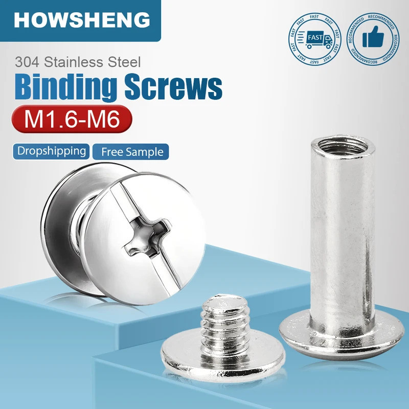 5/10sets Binding Chicago Screws Stud Rivet Nail Stainless Steel M2 M3 M4 M5 Binding Screws for Leath