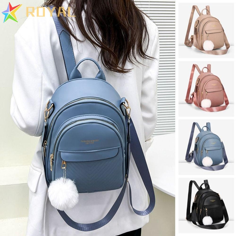 ROYAL PU Casual กระเป๋าเป้สำหรับนักเรียน เป้ทรงสี่เหลี่ยม สไตล์เกาหลี ปริมาณเก็บมาก ดีไซน์เรียบหรูเหมาะนักศึกษาและเด็กวิทยาลัย