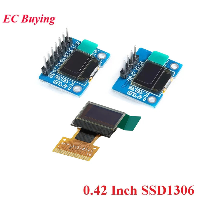 0.42 0.42 นิ้วจอแสดงผล OLED สีขาวโมดูล LCD 72X40 Serial หน้าจอสีขาว I2C IIC/SPI อินเทอร์เฟซ SSD1306 72*40 4P 7Pin สาย