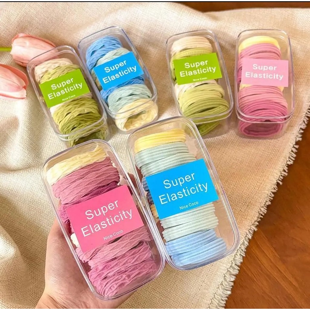 🌈Fairy🌈 พร้อมส่งในไทย ยางรัดผมหางม้า แฟชั่น ทนทานและยืดหยุ่น หนานุ่ม สีสันสดใส เซต10ชิ้นพร้อมกล่อง #F01