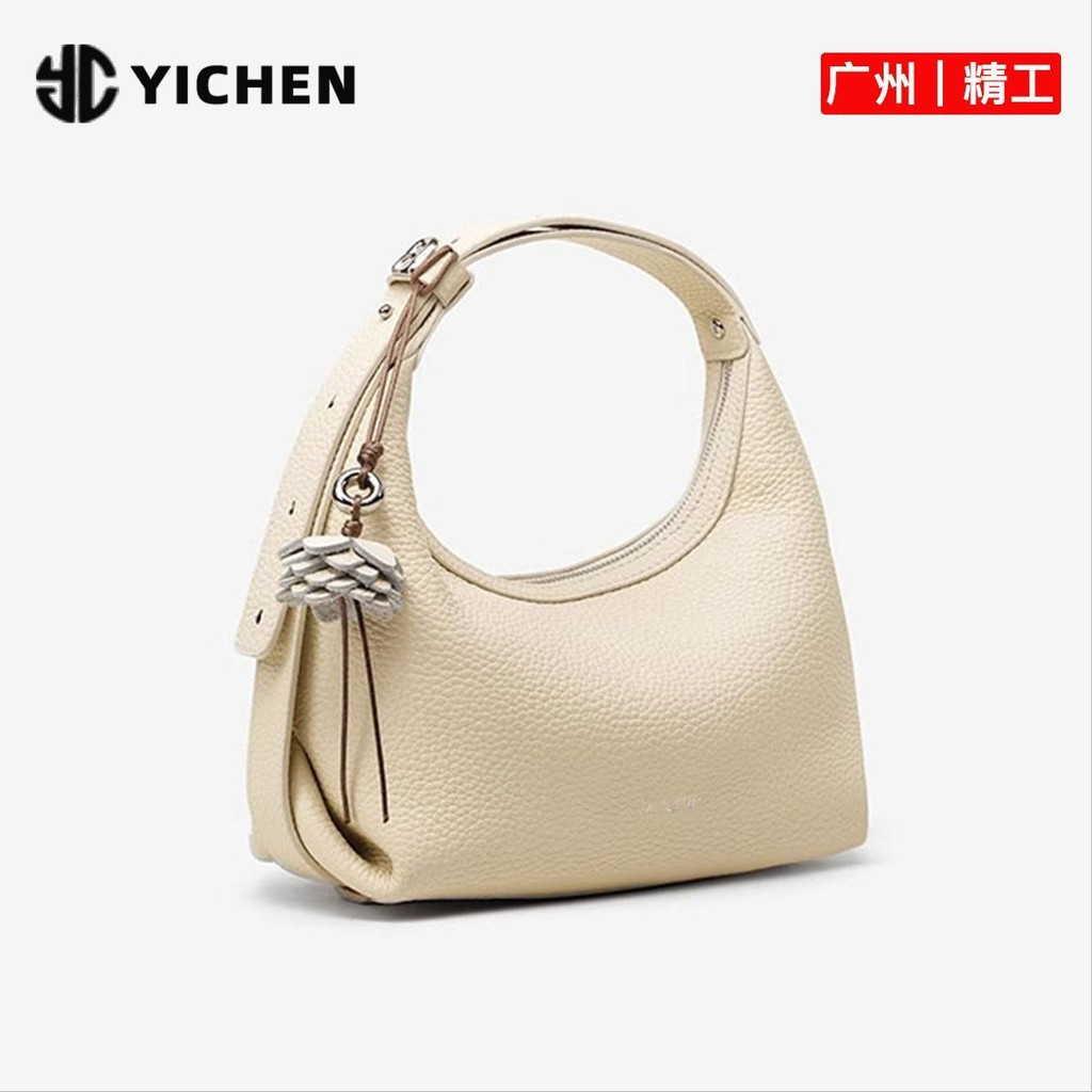 YICHEN กระเป๋าสะพายข้างหนังวัว crescent tooth ออกแบบเรียบง่าย สไตล์ commuter สำหรับการเดินทางและใช้ง