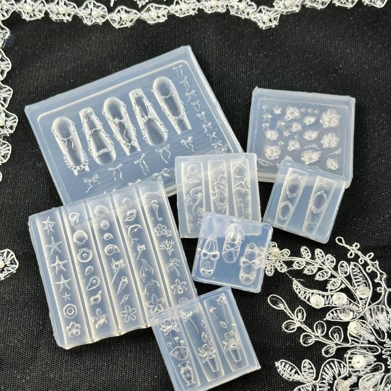 SEE Creative สนุก Bowknot ดอกไม้เล็บซิลิโคน Mould Handmade เล็บแม่พิมพ์ตกแต่งการ์ตูน Art แม่พิมพ์ DIY อุปกรณ์เสริมเครื่องมือ TH