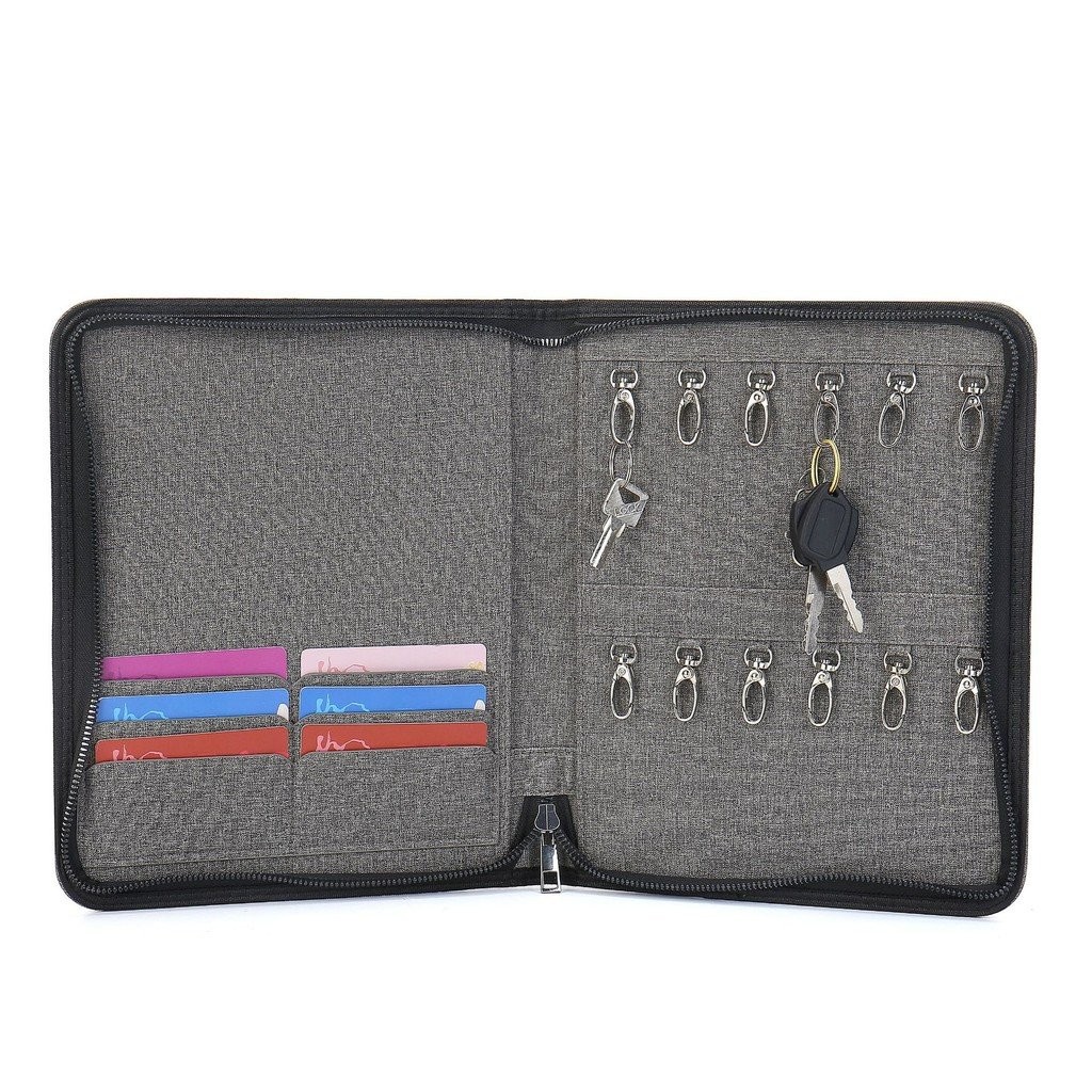 พวงกุญแจอสังหาริมทรัพย์หนังสั่งทําซิปกระเป๋าขายห้องจัดส่งช่องเสียบการ์ดหลายช่องกระเป๋าข้อมูลห้องกระเ
