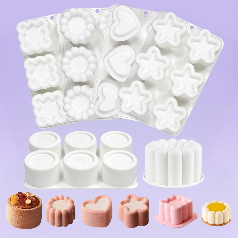 6 Consecutive Hearts 15 Consecutive Hearts ดอกไม้รูปร่างแม่พิมพ์ซิลิโคน Star Mousse ขนมเบเกอรี่แม่พิ