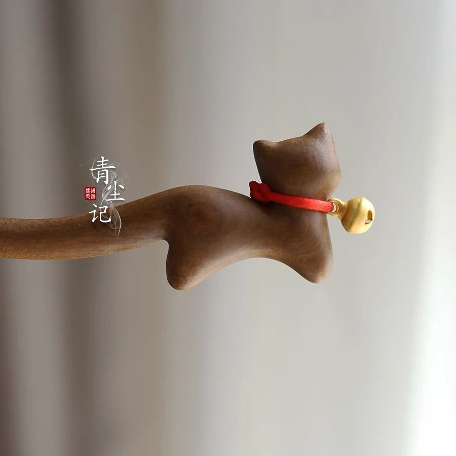Miyan [Jingle Cat] กิ๊บติดผมลูกแมวไม้จันทน์ Bell Money-lucky Original Hairpin สไตล์โบราณ
