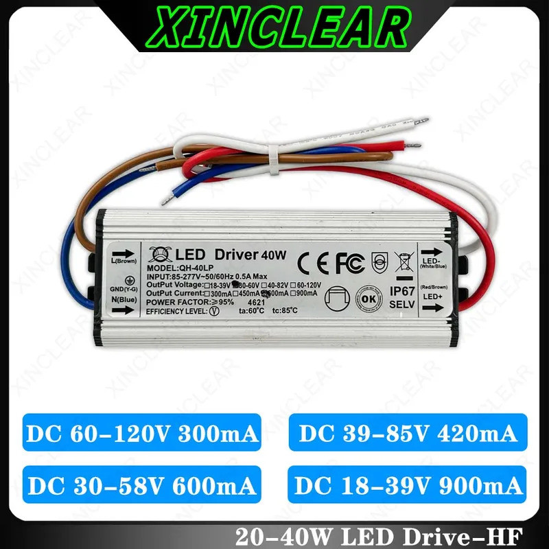 20W 24W 25W 28W 30W 36W 40W LED Driver 900mA 600mA 420mA 300mA DC18-39V 30-58V 39-85V 60-120V Transf