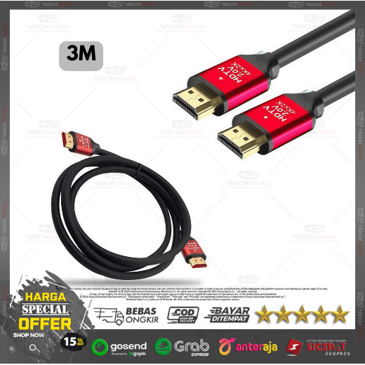 คุณภาพสูง Silver HDTV 2.0v 3M Premium Shielded Cable 4K 60Hz Ultra Clear Signal Long Cable สําหรับคว