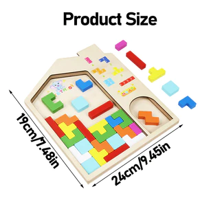 Geetoy 43 ชิ้นชุด 3D Tetris ไม้ Montessori ของเล่นเกมปริศนาปริศนาของเล่นเพื่อการศึกษา