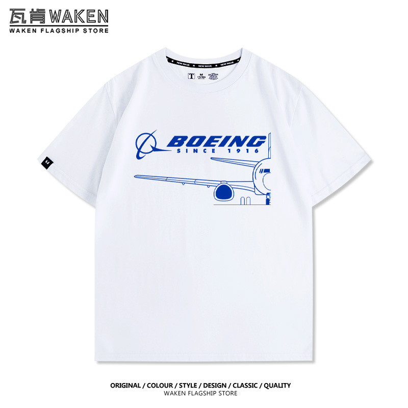 เสื้อยืดพิมพ์ลายกราฟิก BOEING สไตล์สตรีท ฤดูร้อน ผ้าฝ้ายคอกลม แขนสั้น ใส่สบาย ยูนิเซ็กซ์