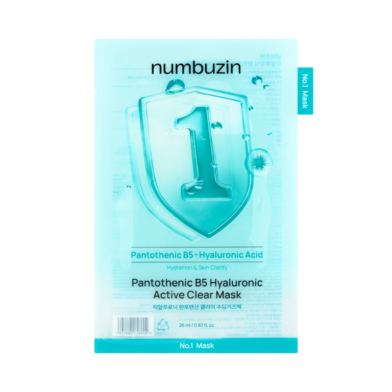Numbuzin No. 1 Pantothenic B5 Hyaluronic Active Clear Mask 10 Sheets
