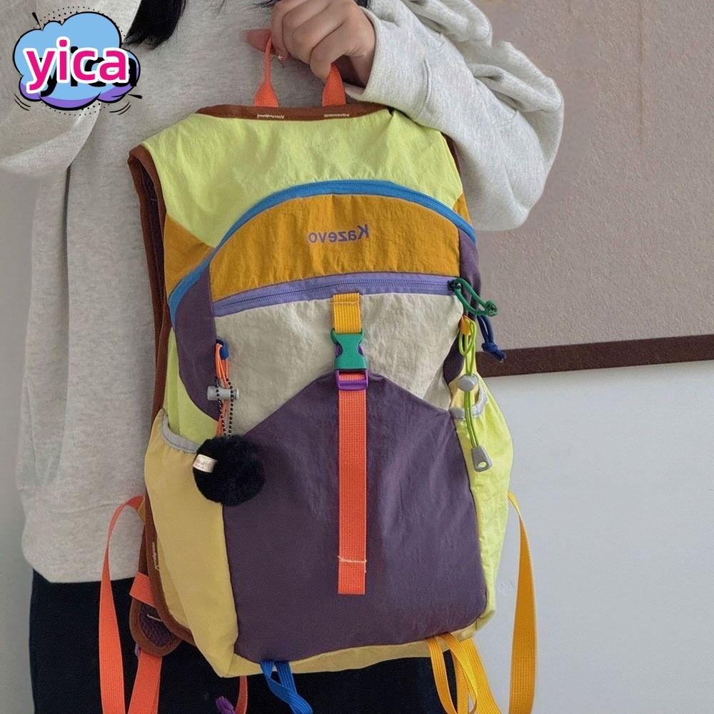YICA กระเป๋าปีนเขากลางแจ้ง, กระเป๋าเป้สะพายหลังเดินป่ากันน้ําความจุขนาดใหญ่, ไนลอนทุกวันระบายอากาศได้น้ําหนักเบาขี่จักรยาน Rucksack Travel