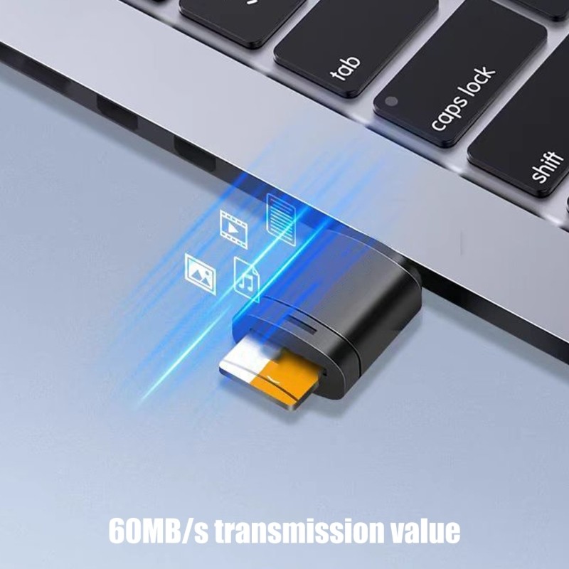 R* อะแดปเตอร์เครื่องอ่านการ์ด TF ขนาดกระเป๋ารองรับ 128GB Fast 60MB s Transfer