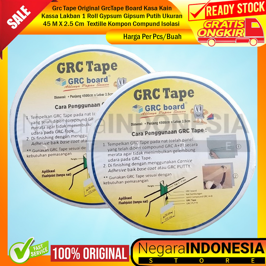 GrcTape Board Grc Tape Grcเทปผ้ากอซเทป 1 ม้วนเดิมสีขาวผ้ายิปซั่มขนาด 45 MX 2.5 ซม.Textille Compunmen