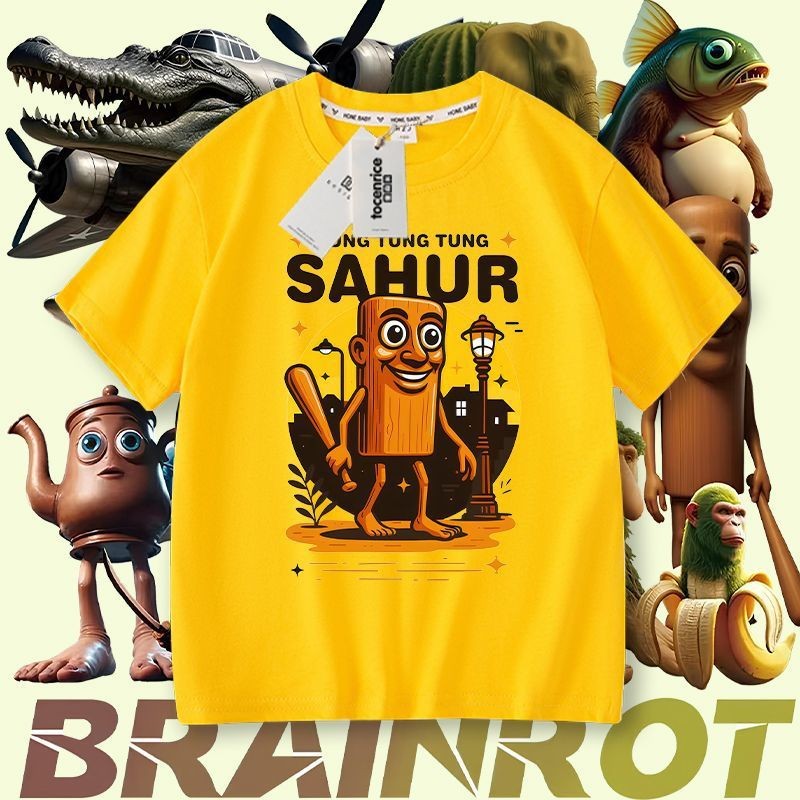 เสื้อยืดเด็ก Tung Tung Sahur Crescent Character อายุ 2-14 ปี