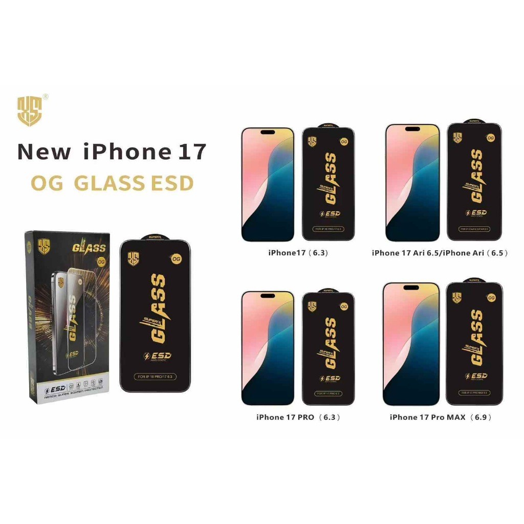 OG GLASS ESD IPHONE 17 /IPHONE AIR ภาพชัด 1กล่อง 10แผ่น ฟิล์มกระจก เต็มจอ