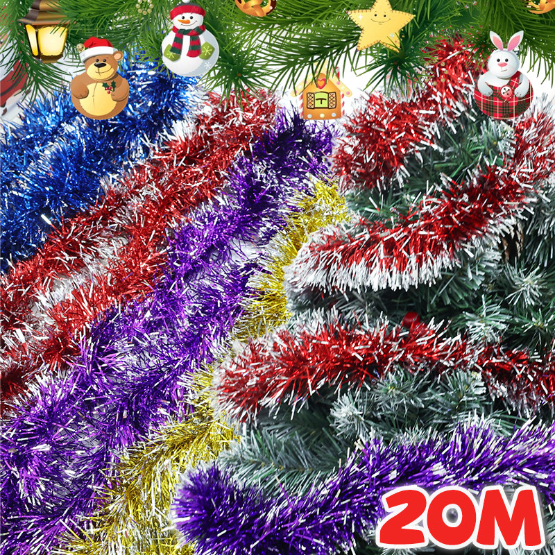 คริสต์มาสประดิษฐ์ Tinsel Garland ริบบิ้น - ต้นคริสต์มาสแขวนตกแต่ง - ขอบเงินแถบที่มีสีสันริบบิ้นตกแต่งบ้านปาร์ตี้