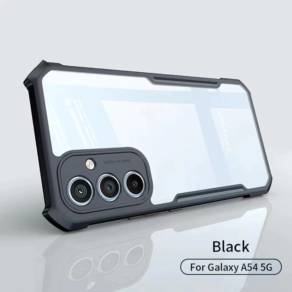 HHL อะคริลิคสีดำกรอบโปร่งใสกรณีSamsung A57 A37 S25FE A07 A17 A56 A36 A26 S24FE A06 A16 A55 A35 A25 A15 a05S A54 กันกระแทกTPUกรณี