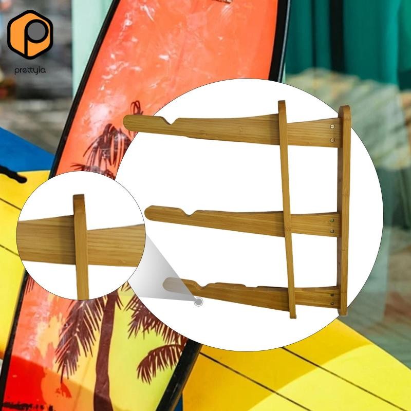 Prettyia Surfboard Wall-Mounted Display Stand - Easy-To-Assemble Wooden Surfboard Holder