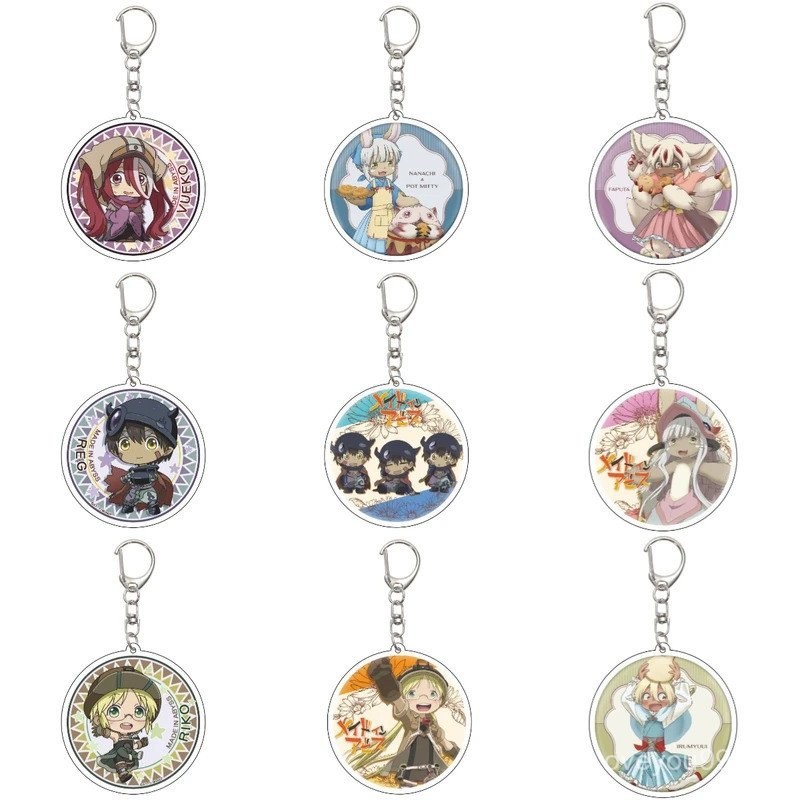 55 มม.อะนิเมะ Made in Abyss พวงกุญแจ Nanachi / Prushka / Mitty อะคริลิคพวงกุญแจแผ่นคริสต์มาส Gift55 