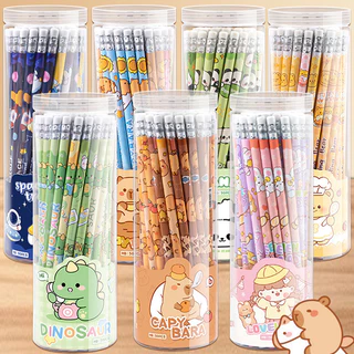 🔥ส่งจากกรุงเทพฯ🔥ดินสอการ์ตูน HB ดินสอนักเรียนน่ารักพร้อมยางลบสำหรับนักเรียนชั้นประถมศึกษา เขียนและวาด 50/12 ชิ้น