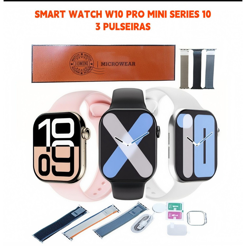 W10 Pro Mini Smartwatch Series 10 42mm 3 สายกันน้ํา Aprova AMOLED สมาร์ท