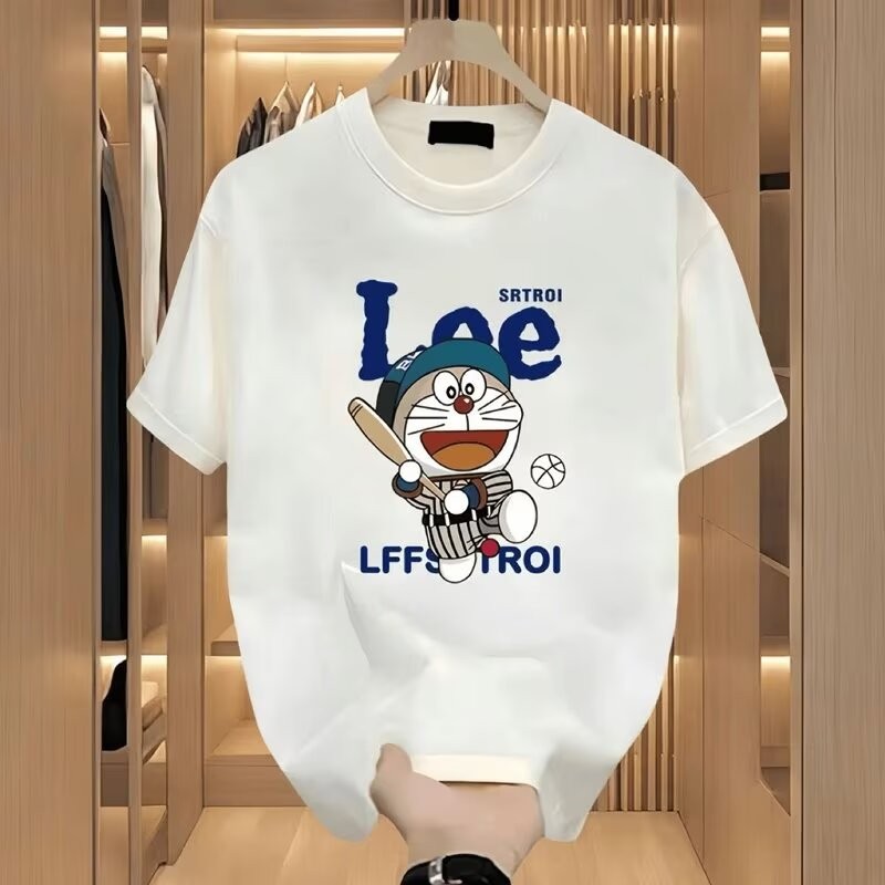 COD 2025 2025 Summer New Doraemon Short Sleeve T-Shirt for Men Versatile Short Sleeve Top for Teenag