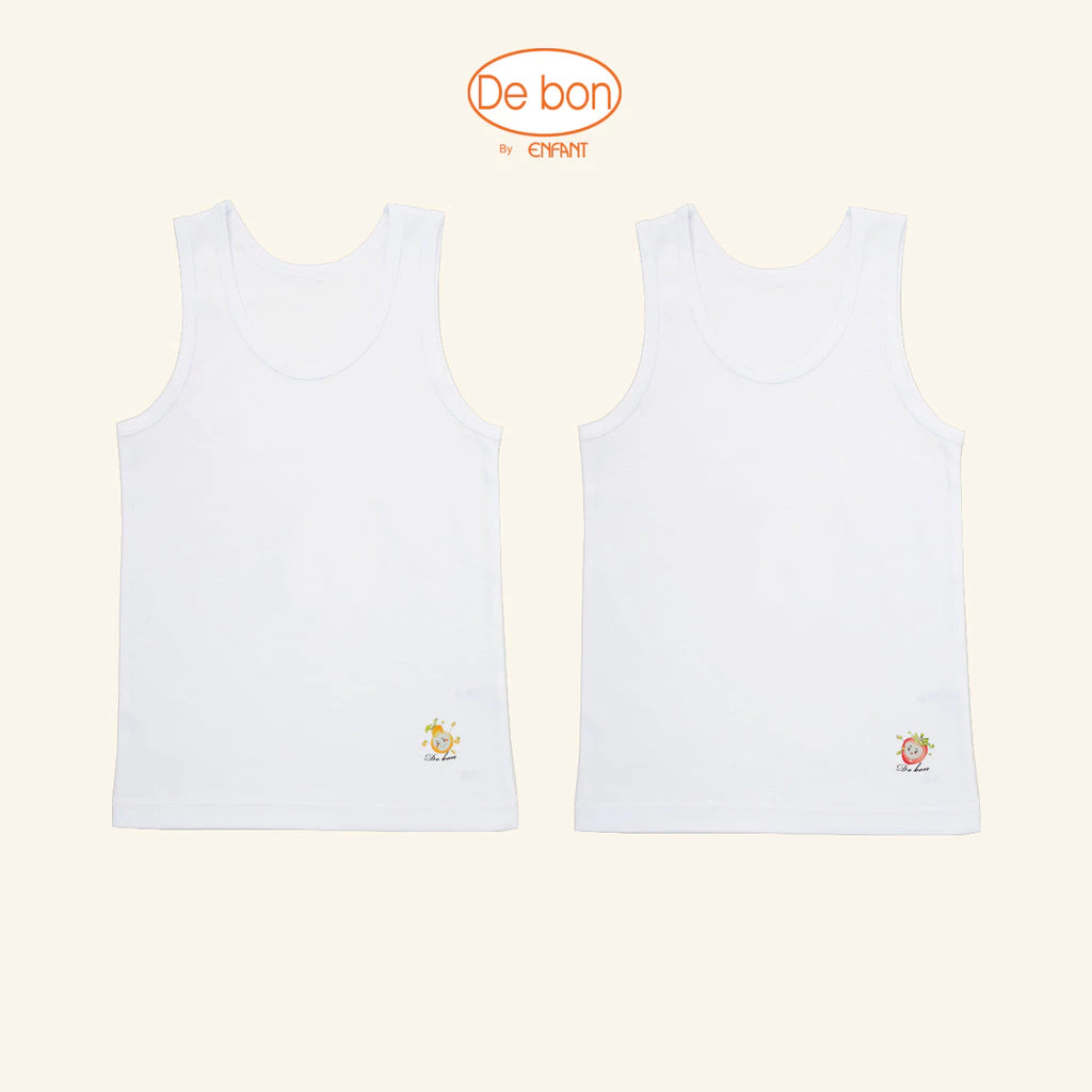 DE BON เสื้อกล้ามเด็กผู้ชายและเด็กหญิง ลายผลไม้-แมว สำหรับเด็ก 2 - 10 ปี 1แพค บรรจุ 2 ตัว รุ่น EV2R20