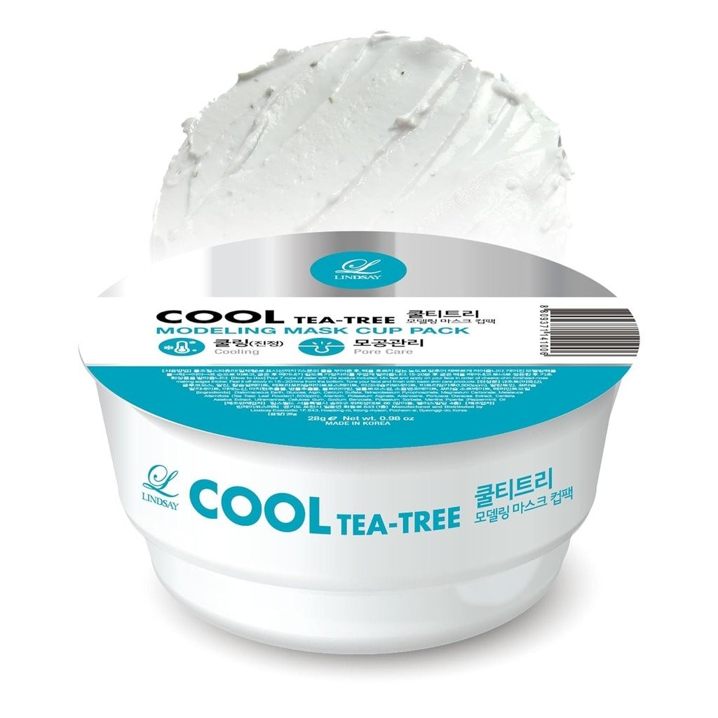 LINDSAY Cool Tea-Tree Modeling Mask Cup Pack - Korean Skin Care Face Mask Modeling Pack – Single-Use