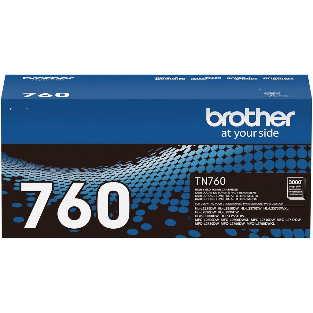 Brother ของแท้ TN760 ตลับหมึกสีดําผลผลิตสูง, (สําหรับใช้กับ MFC-L2710DW MFC-L2750DW HL-L2350DW HL-L2
