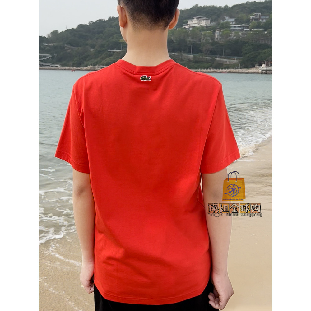 เสื้อยืดผู้ชาย Lacoste แขนสั้น ทำจากผ้าฝ้ายแท้ สีทึบรับประกันคุณภาพ