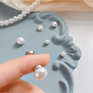 ต่างหูแบบหนีบแม่เหล็ก มุกเดี่ยว 6mm 8mm 10mm 12mm ใส่เนียนเหมือนเจาะหู